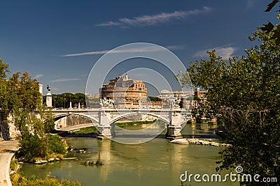 Ponte Vittorio Emanuele II bridge over River Tiber, Castel Sant Editorial Stock Photo